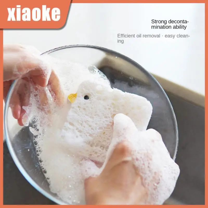 

Non Stick Dish Cloths Water Absorption Cartoon Dishwashing Sponges Multifunction Oil Remove Wood Pulp Cotton Cleaning Cloth Cute