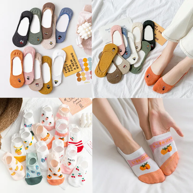

Разнообразные Модные Нескользящие дышащие милые женские носки с мультяшными фруктами