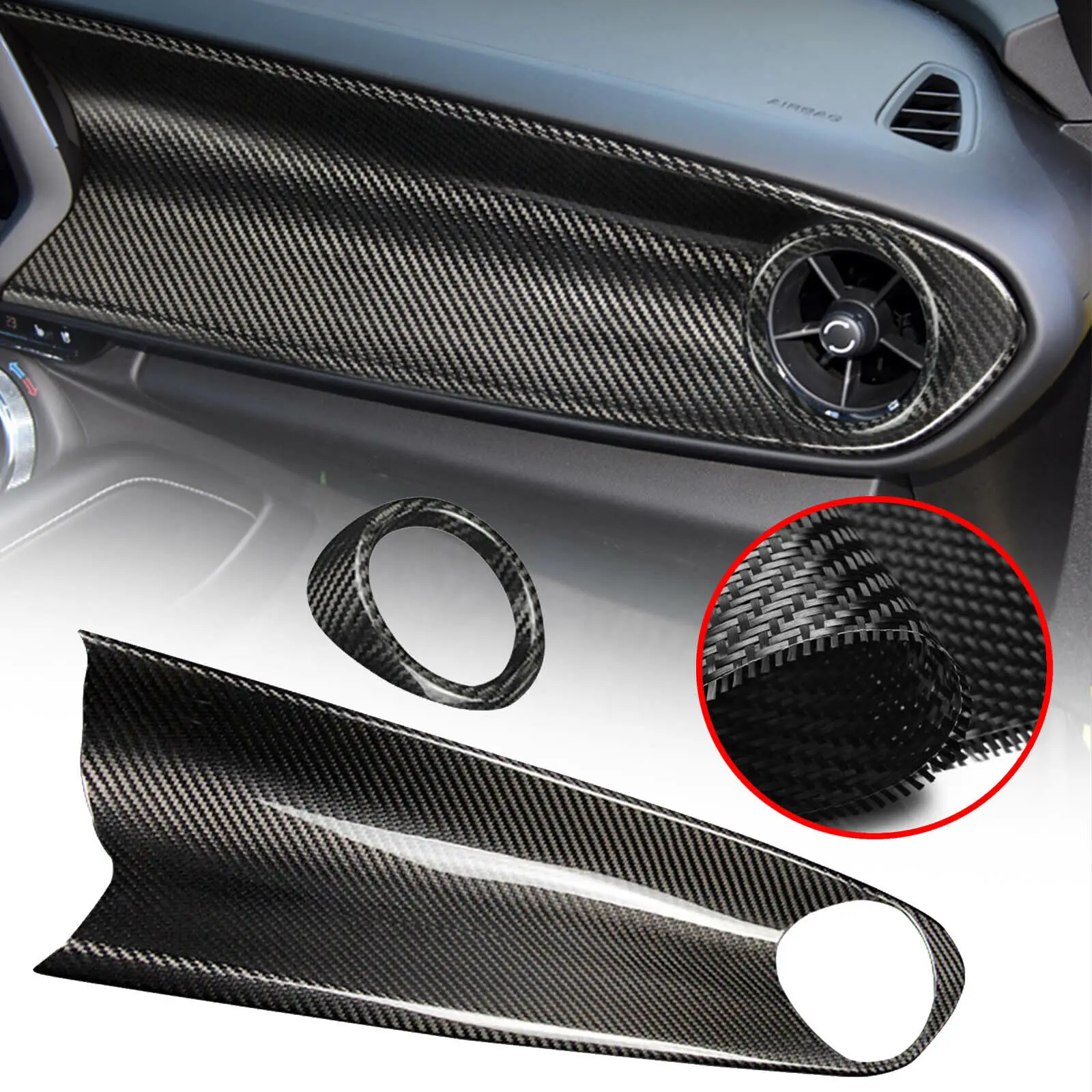 

Real Carbon Fiber For Chevrolet Camaro 2016-2022 Co-Pilot Dashboard Cover Trim