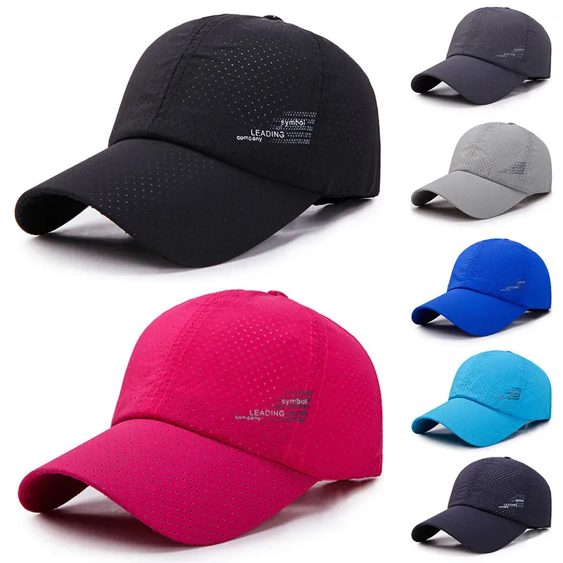 

Men Women Summer Baseball Cap Quick Drying Hats Sport Pure Color Snapback Hat Peaked Cap Breathable Cap For Outdoor Sports