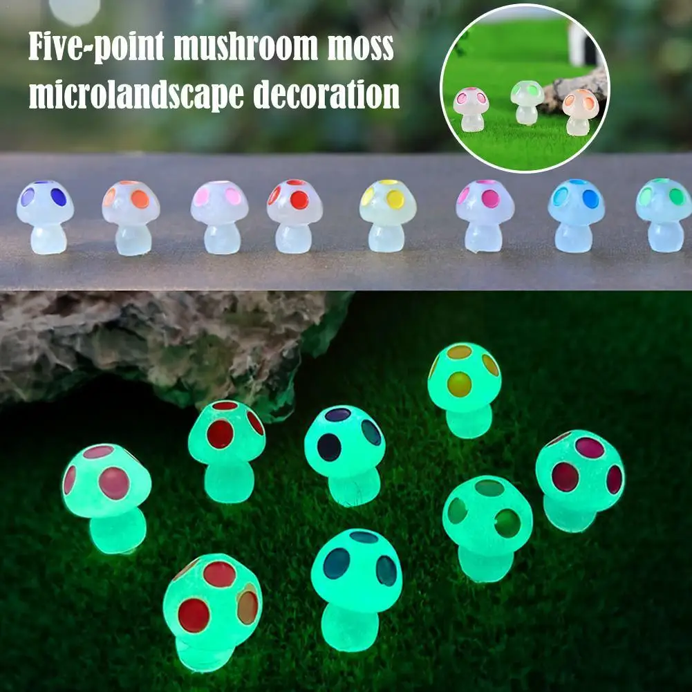 

1pc Colorful Glowing Tiny Mushrooms Mini Figurines Miniature Mushroom Statue Decor For Glowing In The Dark Ornament L8n2
