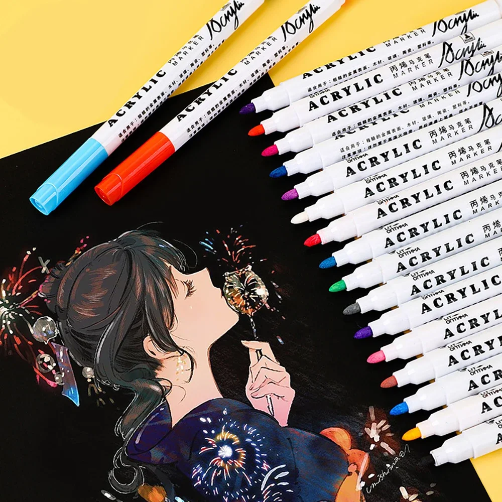12-48 цветов акриловый маркер набор для рисования камнем ручек керамика стекло