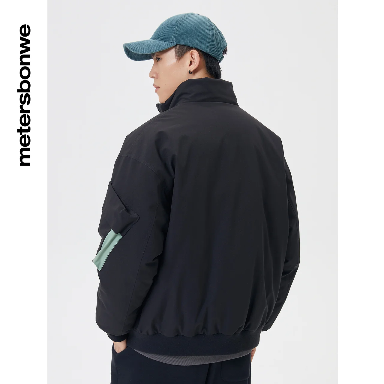 Metersbonwe Stylish Stand Collar Cropped Down Jackets Men 80%Duck Down Solid Color Loose Big Pockets Winter Cargo Warm Wear