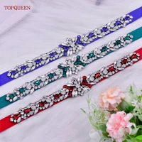 topqueen s57 bridal belts luxury wedding dress accessories women rhinestones crystal applique formal evening gown sash handmade