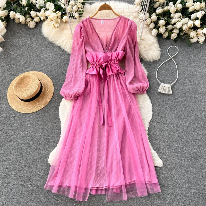 

Женское длинное Сетчатое платье, элегантное дизайнерское платье из искусственной кожи с поясом, осень 2022