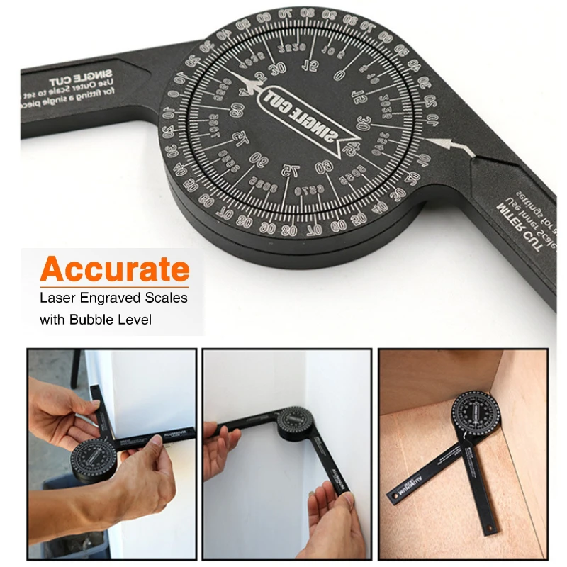 Mitra Viu o Transferidor Transferidor Métrico da Mitra com Nível de Bobble Corte da Mitra e Único Corte para o Corte do Woodworking do Molde da Coroa a