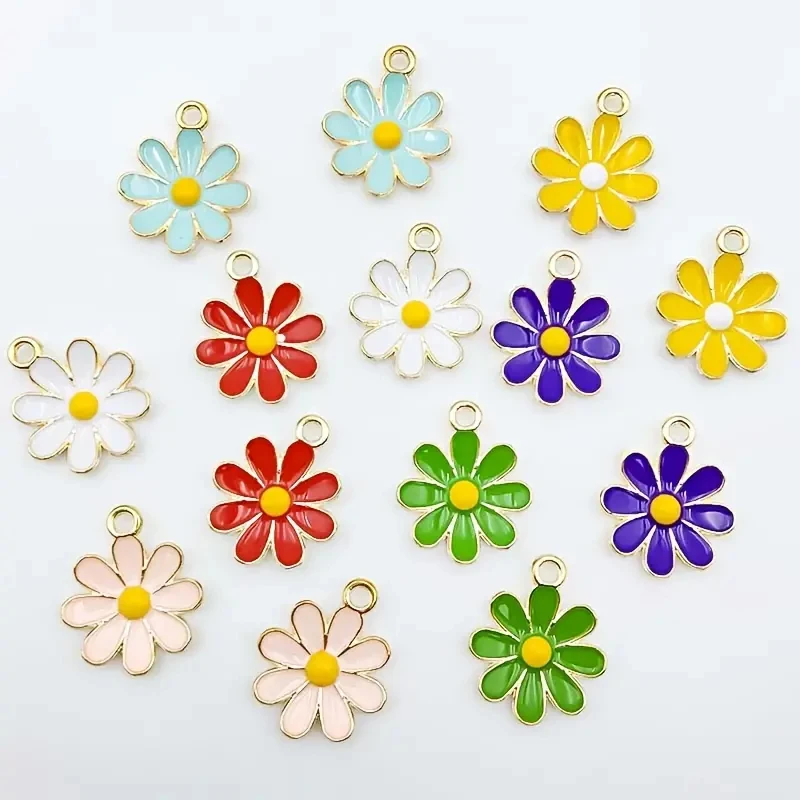 30 шт. эмалированные подвески в форме цветка 7 цветов