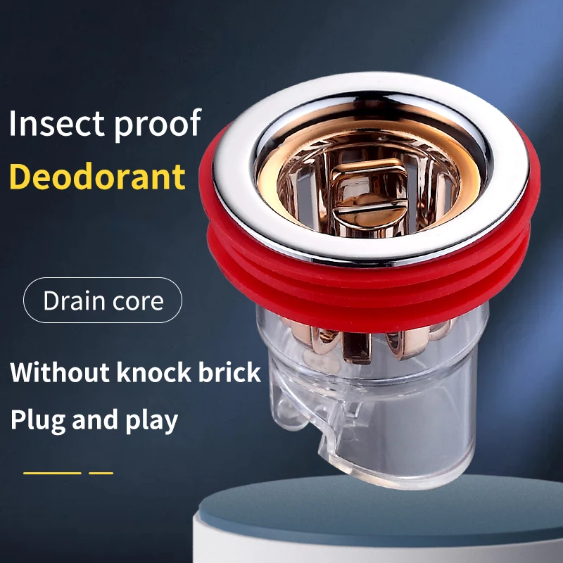 

Copper Floor Drain Core Deodorant Insect Proof Bathroom Deep Water Seal Toilet Sewer Sink Anti-Odor Cover For 33-45mm Caliber