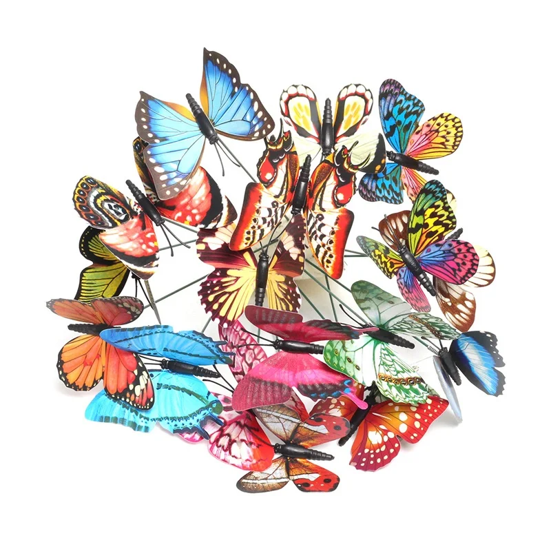 

ПВХ Декор в виде бабочек светящиеся разноцветные украшения для сада с имитацией бабочки