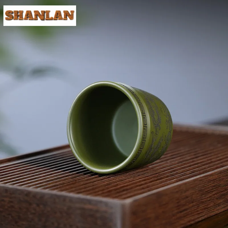 180 мл бутиковая чашка Исин из фиолетовой глины ручная гравировка золотая рыбка