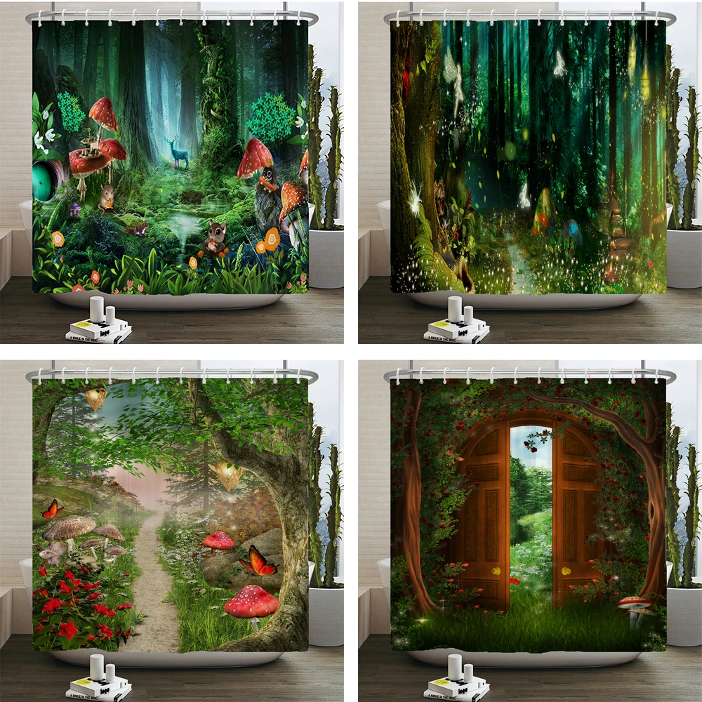 Шторы для душа Dream Forest с изображением мультяшных животных фантастических