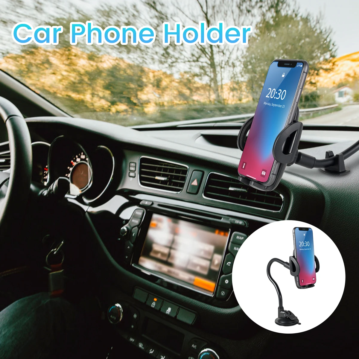 

Новый Автомобильный держатель для телефона, вращающийся на 360 ° держатель для телефона на лобовое стекло с присоской 1,9-дюйма, нескользящее ...