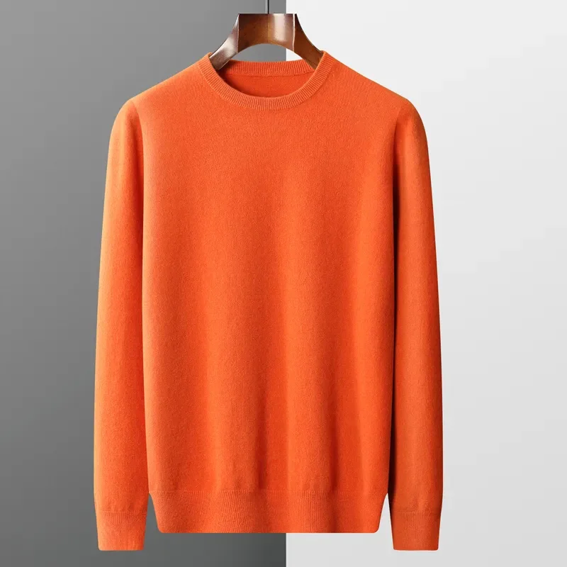 

100% Pure Wo Sweater Men First Line Garment Seamless over Spring and Autumn Basis Loose Casual Cashmere Knitting Sweater