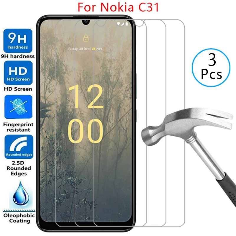 Защитное закаленное стекло для nokia c31 чехол телефона nokiac31 c 31 31c задняя крышка 360