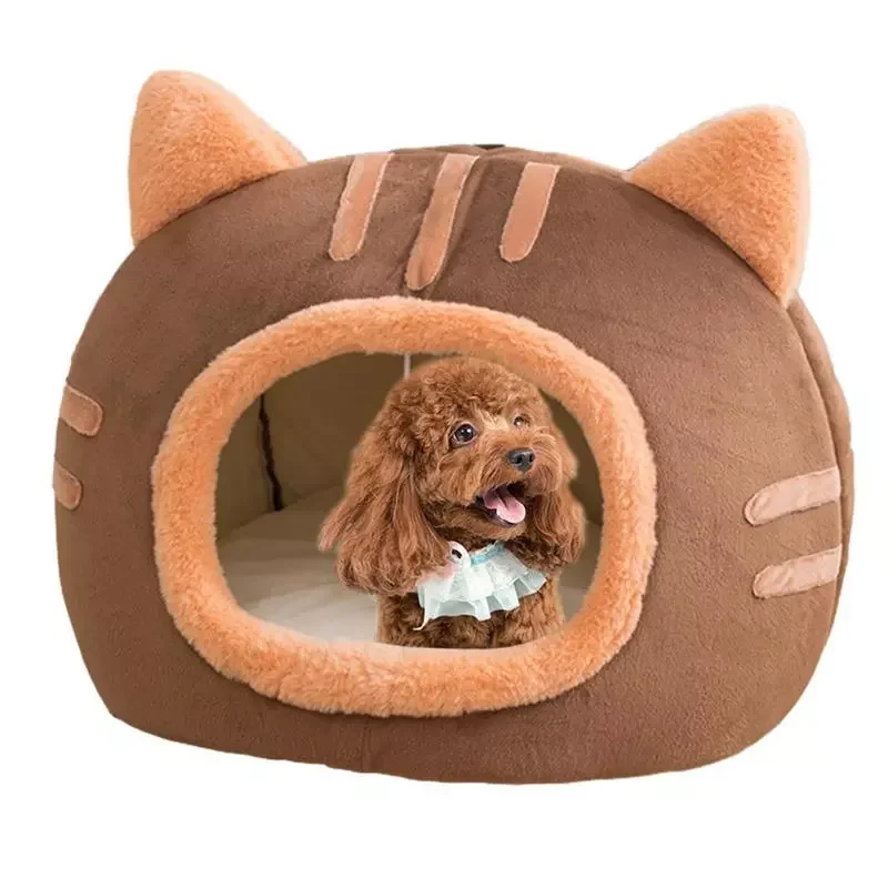 

Anti Slip Bed Warm Pet Basket Cozy Kitten House Tent Soft Small Dog Mat Bag Machine Washable Cave Cats Beds