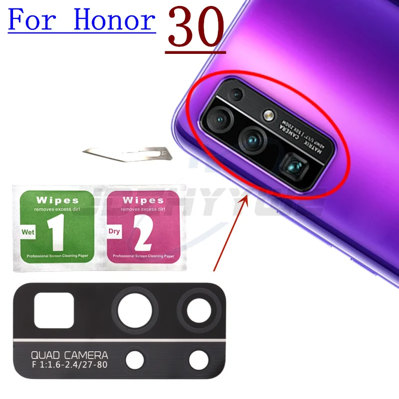 Стеклянный объектив задней камеры 2 шт. с наклейкой для Huawei Honor 7c 8s 9 Lite 9i 9a 9x10 20i 20 30