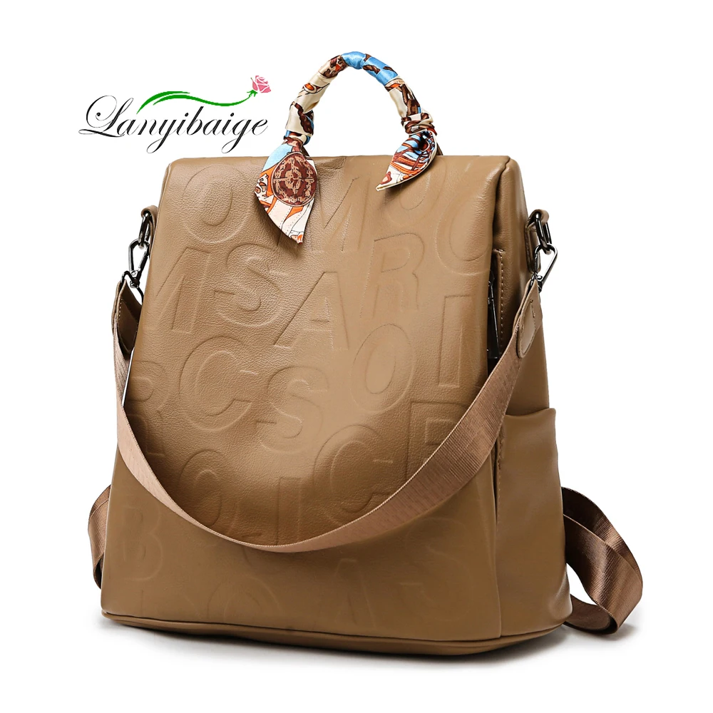 

2021 New Luxury Designer Women Leather Backpack Large Capacity Travel Bagpack School Bags for Girls Casual Shoulder Bags