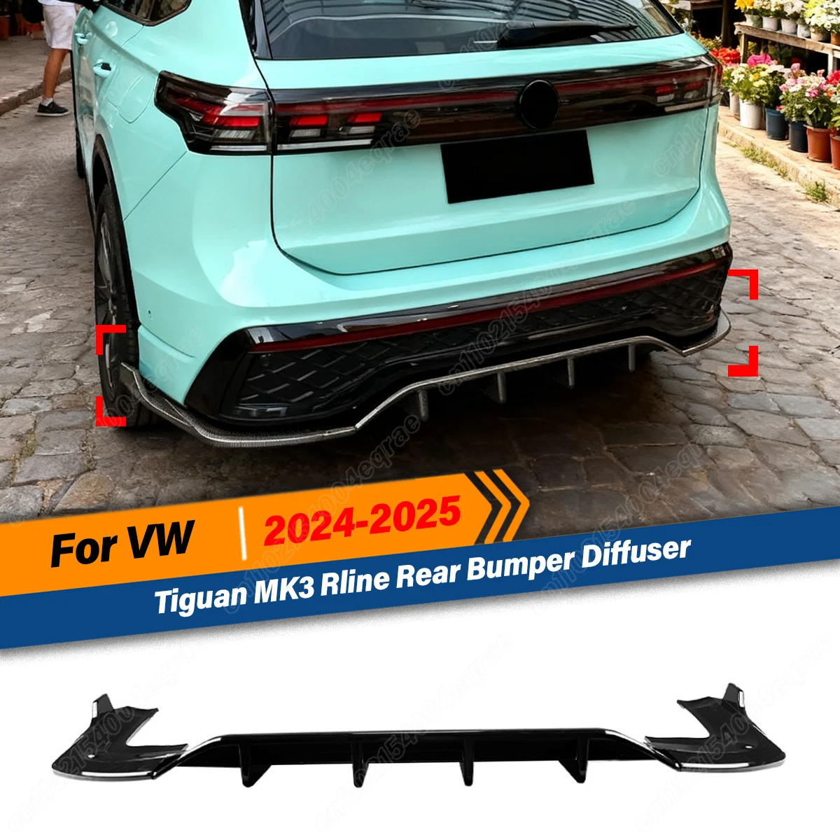 Фото Для VW Tiguan MK3 Rline 2024 2025 задний бампер, диффузор, спойлер, сплиттер, диффузор, комплект кузова, тюнинг, внешние аксессуары №1
