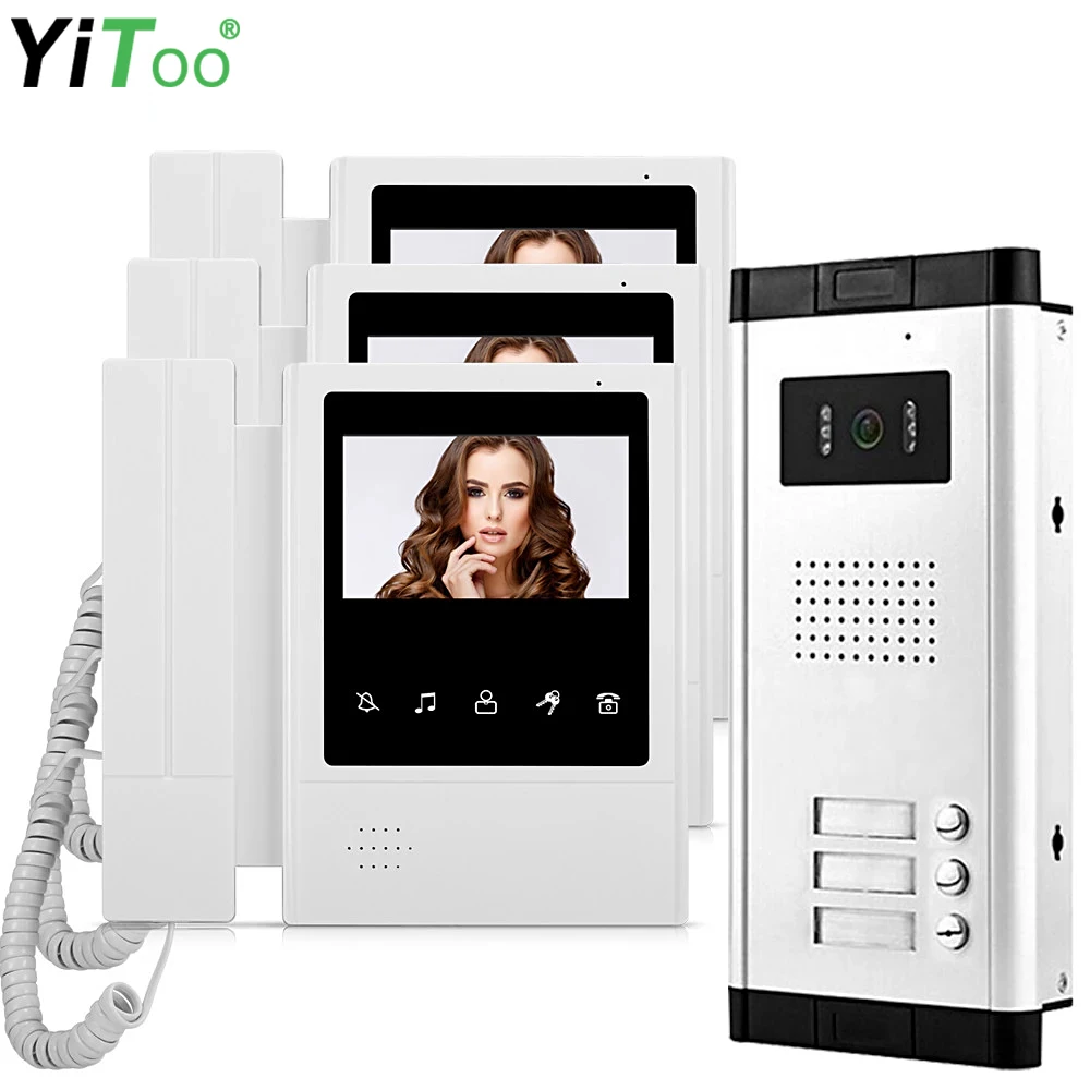 YiToo 4.3 inch Video Doorbell System Door Phone Monitor Video Intercom with Night Vision Camera for Multi Apartments 2/3/4/5/6/8