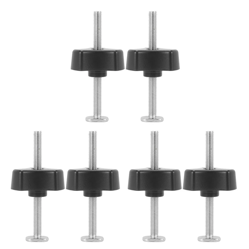 

6 Set T Screw And M8 Plastic Handle,Metal Quick Acting Hold Down Clamp Set For T-Slot T-Track DIY Woodworking Tool