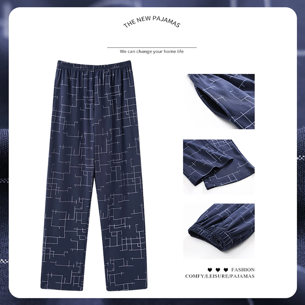5XL Casual Long Pajama Pants Autumn Cotton Pyjama Pants Breathable Pajamas for Men Fashion Plaid Nightwear Comfortable Underwear