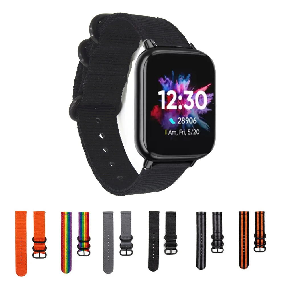 

Ремешок из нейлона и холста для смарт-часов, 20 мм