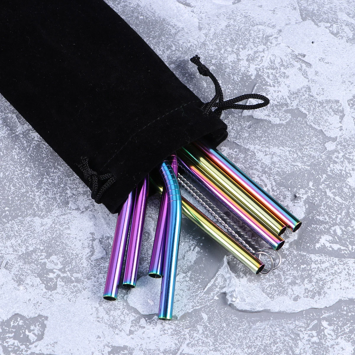 

8pcs Stainless Steel Drinking Metal Straws Rainbow Multi-Colored Straw Reusable Drink Straw for Tumblers Rumblers Beverage