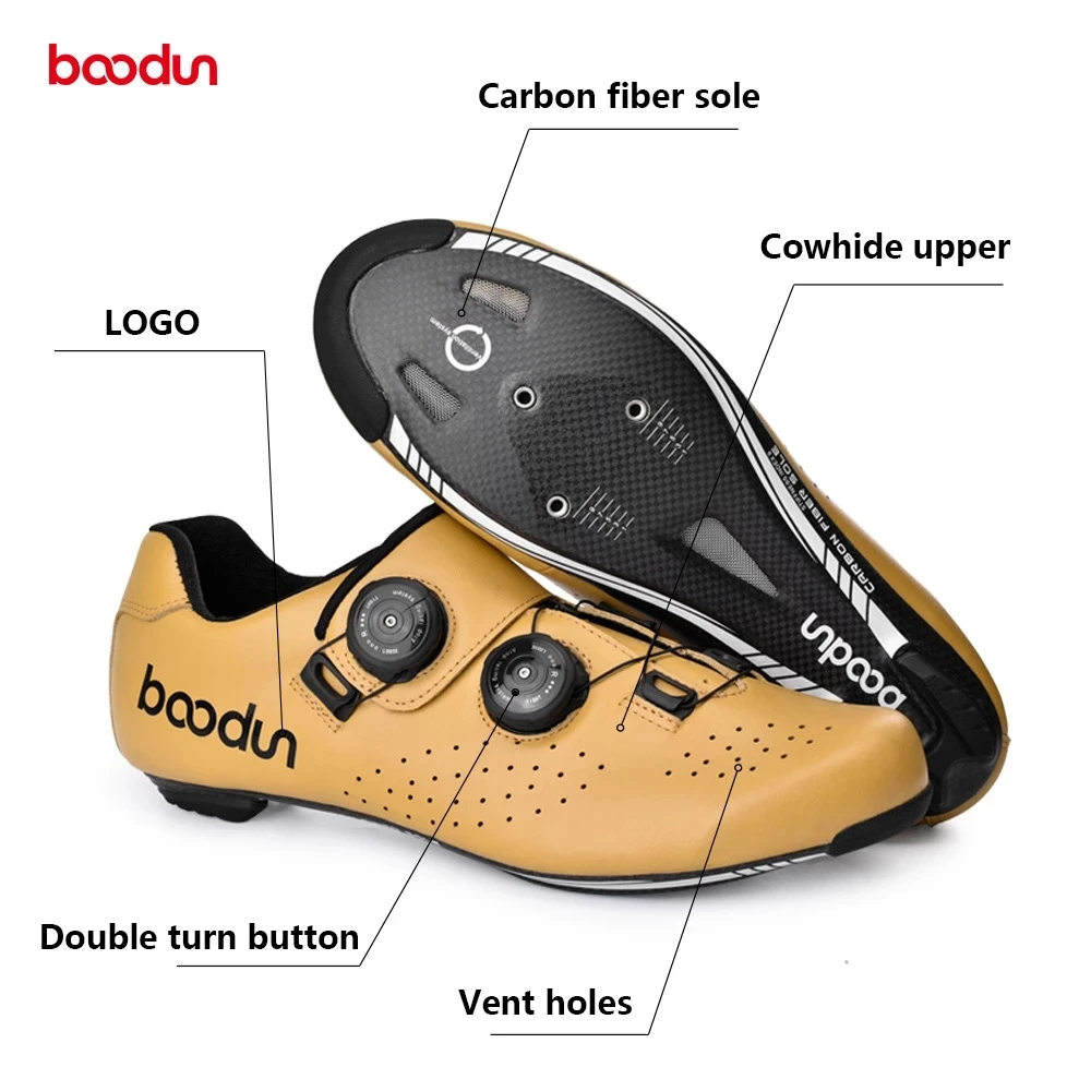 BOODUN new Men Women Genuine Leather Road Cycling Shoes Road