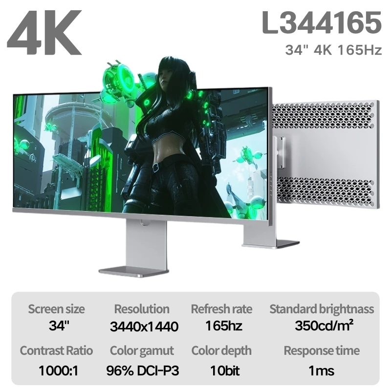 Фото 34-дюймовый сверхширокий игровой монитор, 165 Гц, 1 мс, время отклика HDR400 WQHD IPS-панель, сборка из алюминиевого сплава премиум-класса для геймеров №5