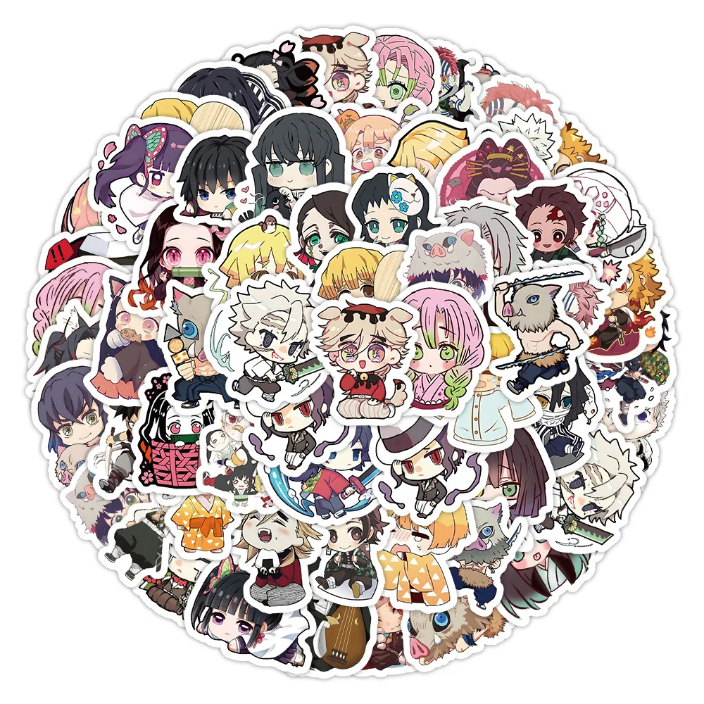 

60pcs/set Japanese Anime Demon Slayer Waterproof Travel Luggage Sticker Scrapbooking DIY Diary Stationery Sticker School Office