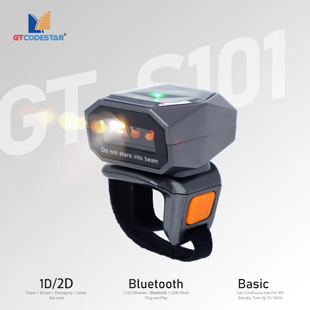 Фото GTCODESTAR GT-S101 2D беспроводной Bluetooth-считыватель штрих-кодов мини Qr считыватель штрих-кодов портативное переносное кольцо 2,4G USB-сканер штрих-кода №1