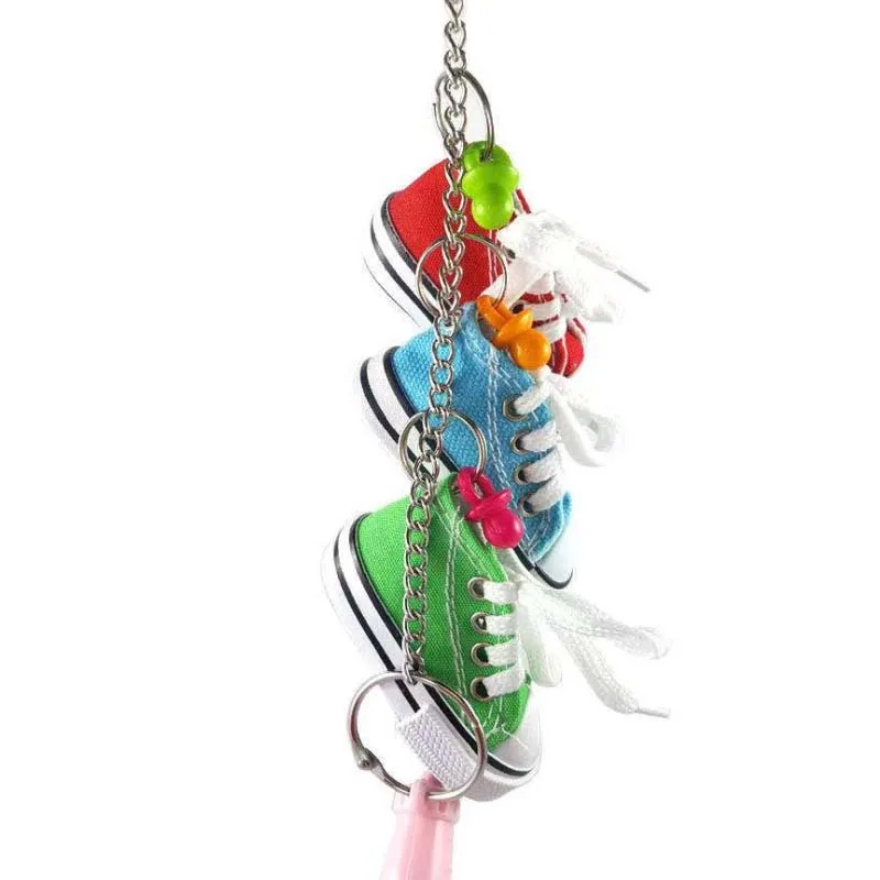 

1PCS Parrot toys bird colorful soft bells fans canvas shoes nibbling Mini sneakers