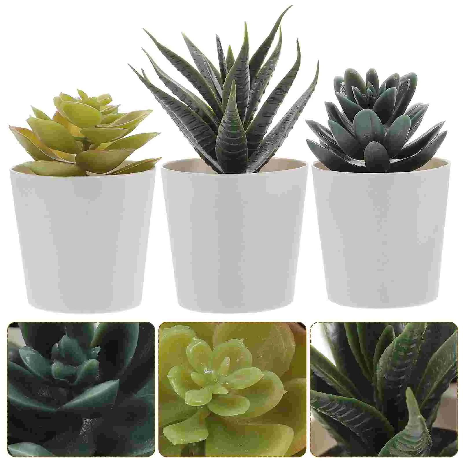 

3pcs Vivid Portable Simulation Green Plants Fake Succulent Bonsai Artificial Bonsai Desktop Adornments Realistic Bonsai