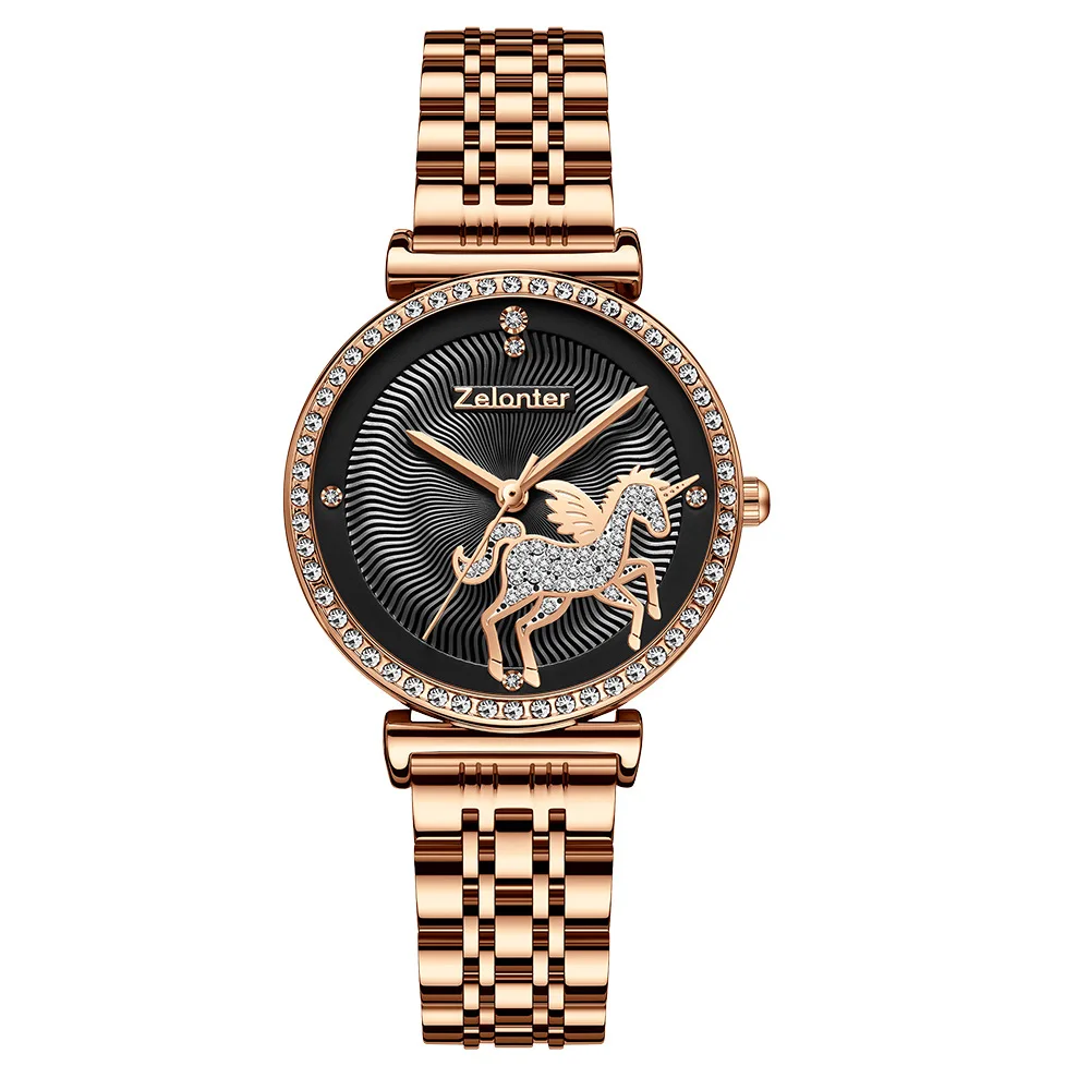 Simple Women's Watch Waterproof Solid Steel Diamond Waterproof Waterproof Quartz Watch  Reloj De Mujer