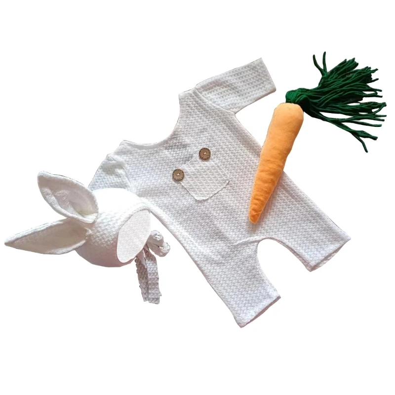 

Baby Romper with Rabbit Hat & Carrot Newborn Photography Props for Boys Girls