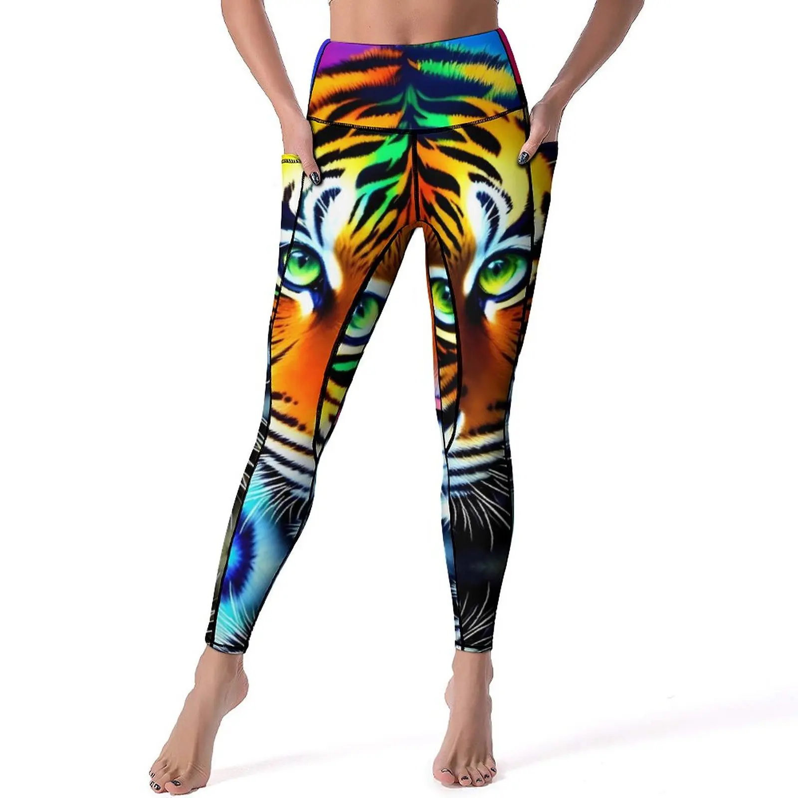 

Caspian Tiger Yoga Pants Sexy Colorful Rainbow Design Leggings High Waist Work Out Leggins Women Novelty Quick-Dry Sports Tights