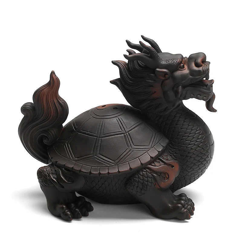 

Фиолетовый керамический креативный чай с черепашкой дракона, украшение для домашних животных, чайный набор для игры на удачу с золотыми лягушками, чайный набор с черепашкой дракона