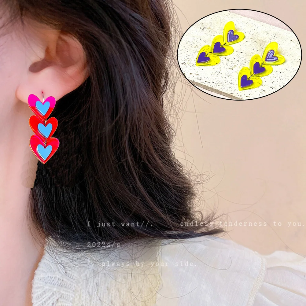 

New Fashion Long Drop 2-Color Earrings for Women Drip Heart Ear Studs Cute Girl Ear-ring Trend Charm Jewelry Friendship Gifts