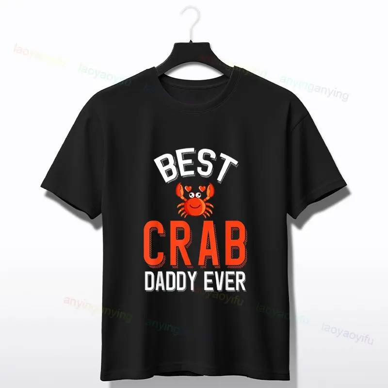 Фото Мужская футболка с рисунком Crab Hunter, футболка из 100% хлопка с короткими рукавами, идеально подходящая для повседневной носки или любителей морепродуктов, уличная одежда №4