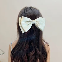 2022new fashion pearl bow hairpin luxurious temperament sexy pretty flower shape jewelry clip for girl christmas gift