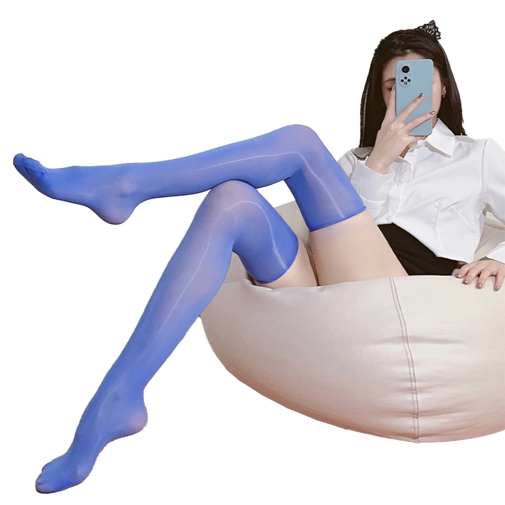 Женские масляные глянцевые чулки ультратонкие прозрачные колготки однотонные