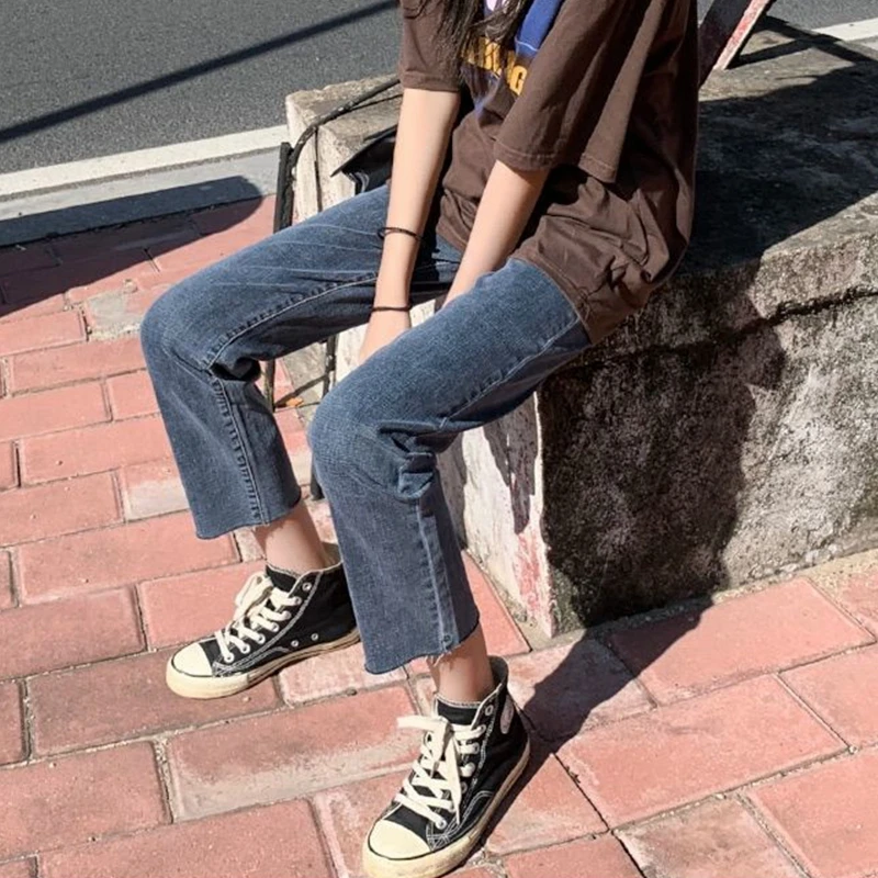 

Black Straight Leg Jeans Woman High Waist Blue Gray Cute Korean Y2K Jeans Denim Streetwear Casual Pants Pant Jeans Women Vintage