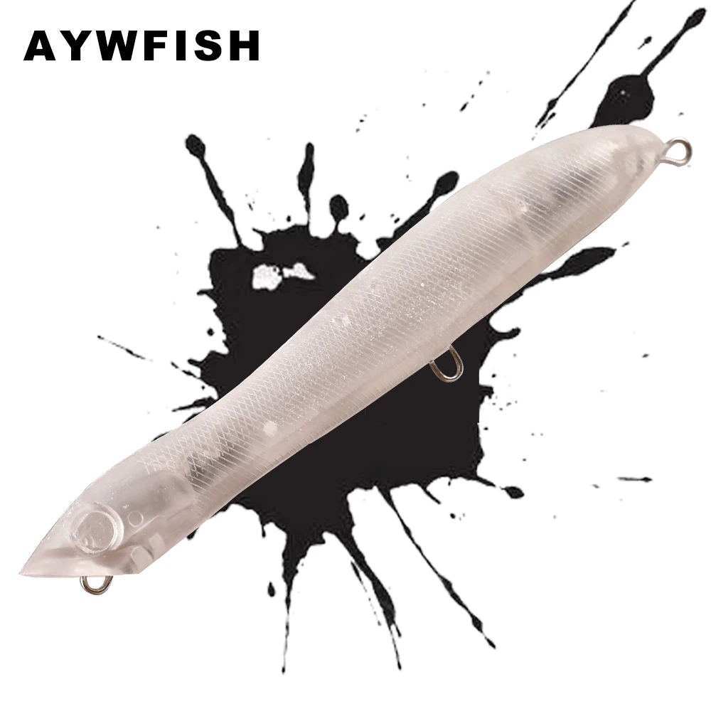 

AYWFISH 10PCS / Lot Unpainted Topwater Fishing Lures 8CM / 12CM Walk Dog Hard Plastic Snake Popper Bait Rattles Bodies Blanks