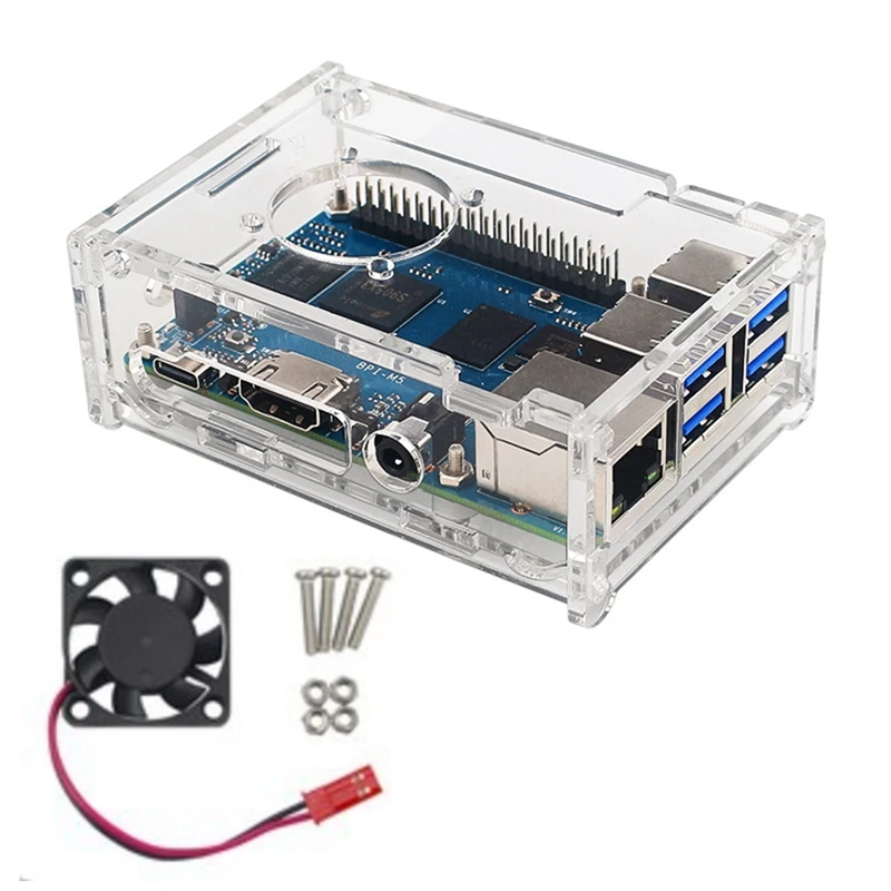 

For Banana PI BPI M5 Development Board+Case+Fan 4GB LPDDR4+16G EMMC S905X3 Run Android 9.0 And Linux System