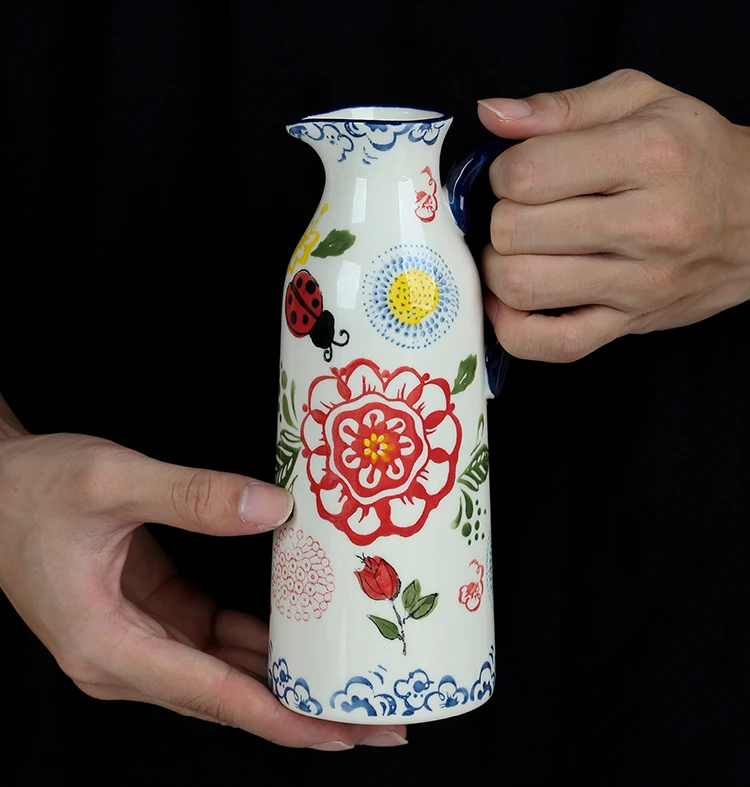 

Japanese Creative Hand-painted Ceramic Vinegar Bottle Restaurant Household Soy Sauce Bottle Kitchen Seasoning Pot Oil Pot ZC30