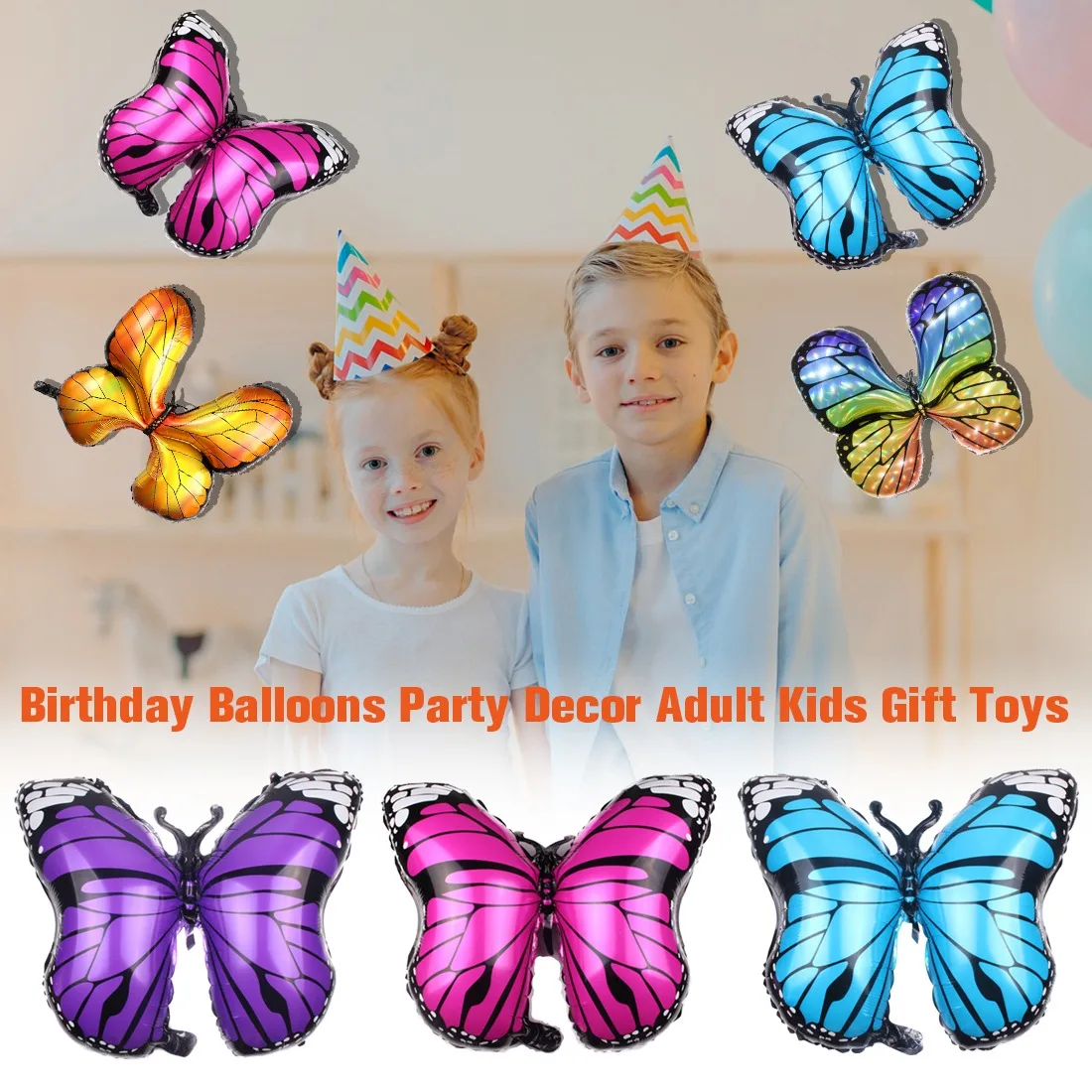 

2023 7 Style Large Butterfly Al Foil Balloons Colorful Butterfly Balloon Birthday Party Wedding Decorations Baby Shower Kids Toy