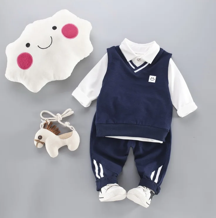 

3pc Baby Boys Clothes Outfit Spring & Autumn Infant Kids Hoodie Vest T-shirt pants Toddler Girl Clothes Set