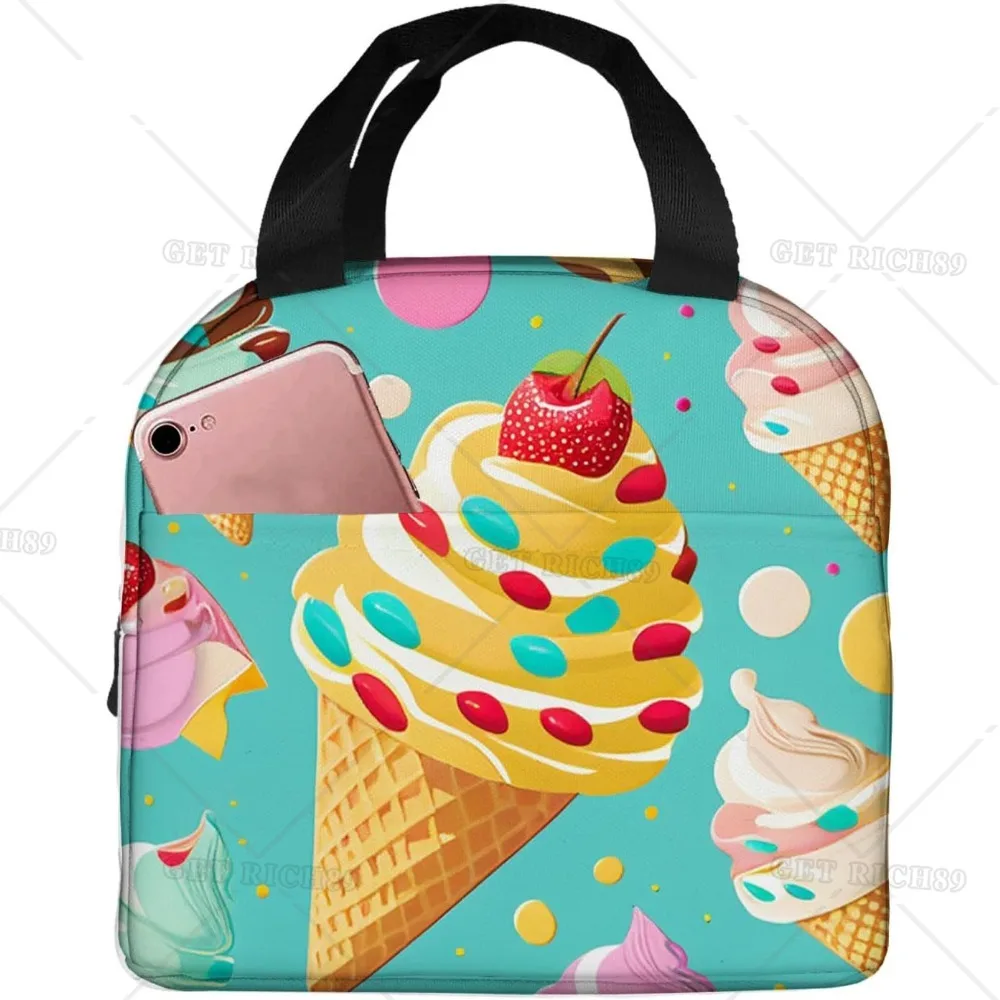 

Ice Cream and Other Desserts Vegetables Insulated Lunch Bag for Women Men Reusable Leakproof Cooler Tote Lunch Box Bags for Work