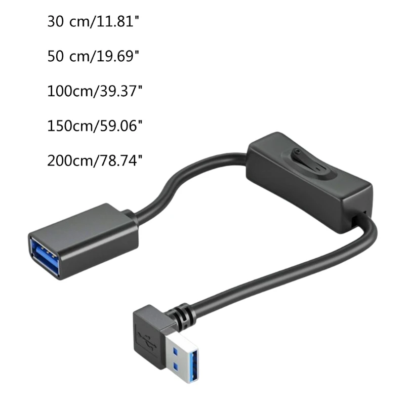 Удлинительный Кабель USB 3,0 под прямым углом 90 градусов штекер-гнездо с переключателем ВКЛ./ВЫКЛ. Удлинительный кабель с переключателем для USB-вентилятора
