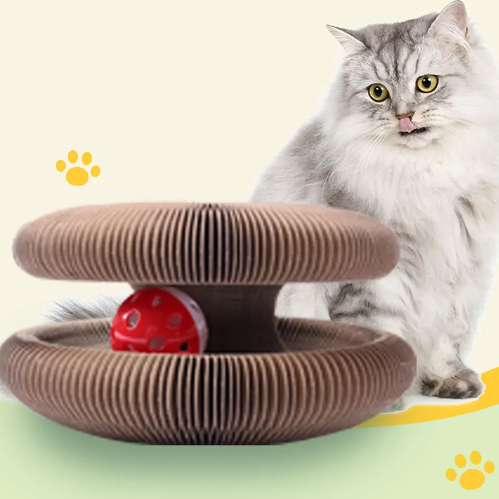

Magic Organ Cat Toy Cats Scratcher Scratch Board Foldable Round Corrugated Scratching Post Toys Cats Grinding Claw Accessories